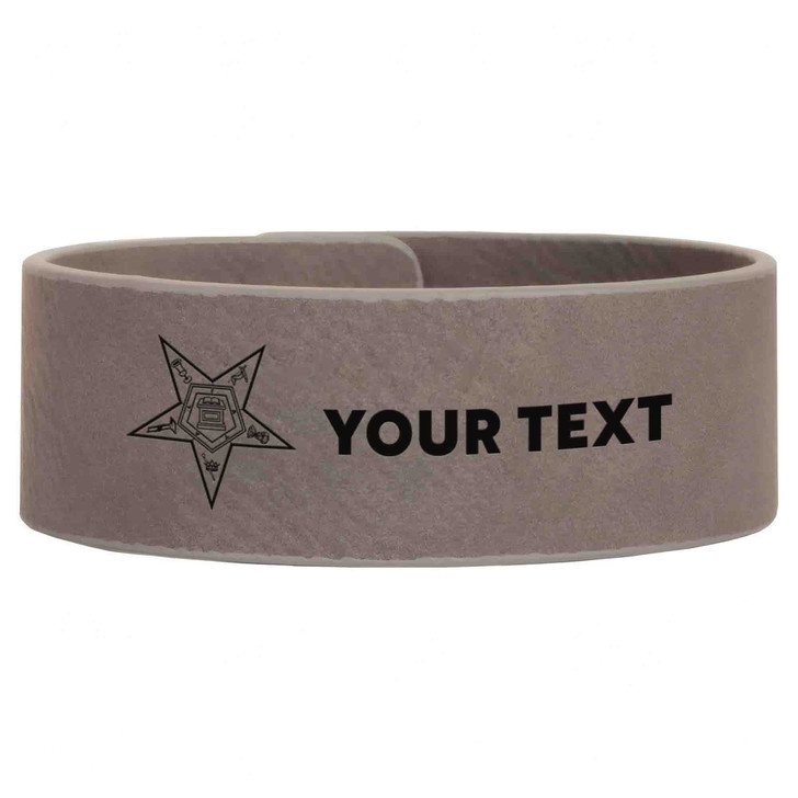 Custom OES Pentagon Down Symbol Chapter Gift Engraved Leatherette Cuff Wristband
