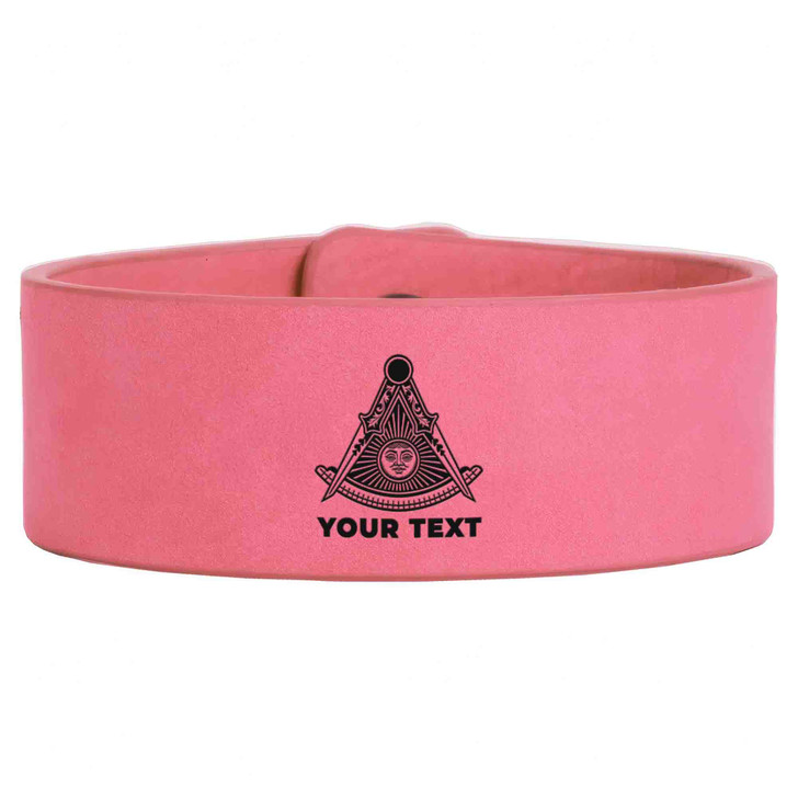 Custom Past Master Symbol Masonic Radiant Pattern Freemason Lodge Gift Engraved Leatherette Cuff Wristband