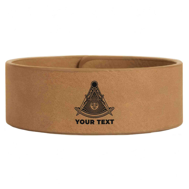 Custom Past Master Symbol Masonic Radiant Pattern Freemason Lodge Gift Engraved Leatherette Cuff Wristband