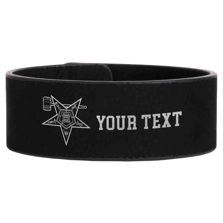Custom OES Past Worthy Matron Symbol Chapter Gift Engraved Leatherette Cuff Wristband