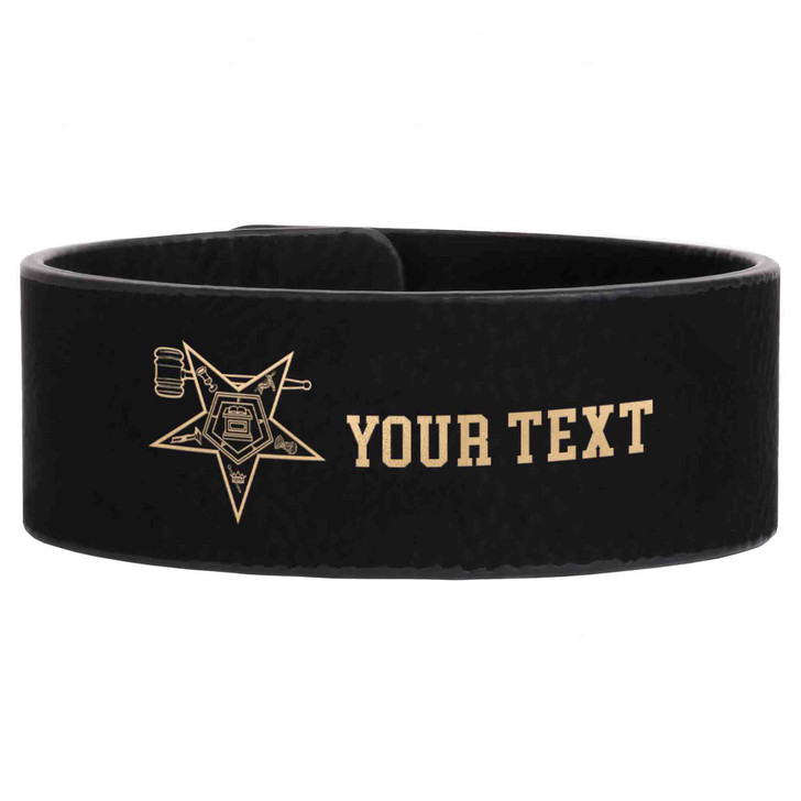 Custom OES Past Worthy Matron Symbol Chapter Gift Engraved Leatherette Cuff Wristband