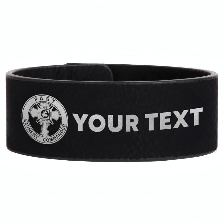 Custom Knights Templar Past Eminent Commander Symbol Freemason Commandery Gift Engraved Leatherette Cuff Wristband