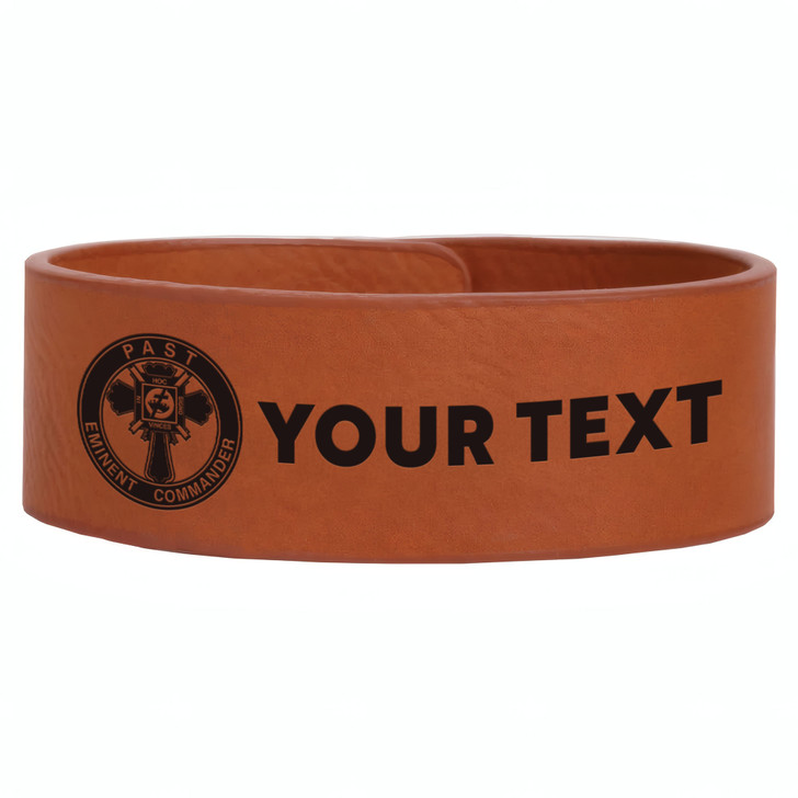 Custom Knights Templar Past Eminent Commander Symbol Freemason Commandery Gift Engraved Leatherette Cuff Wristband