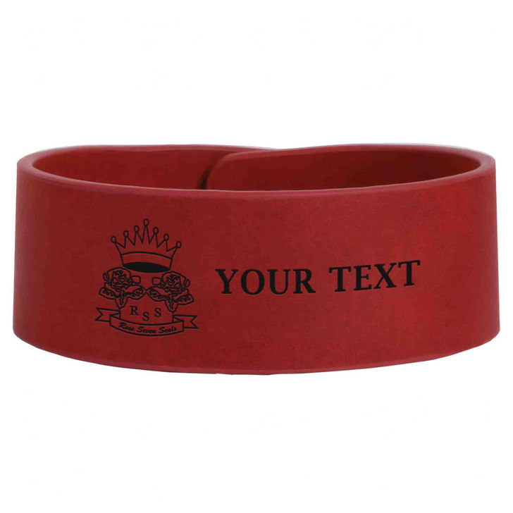 Custom Rose Of The Seven Seals Double Roses Engraved Leatherette Cuff Wristband