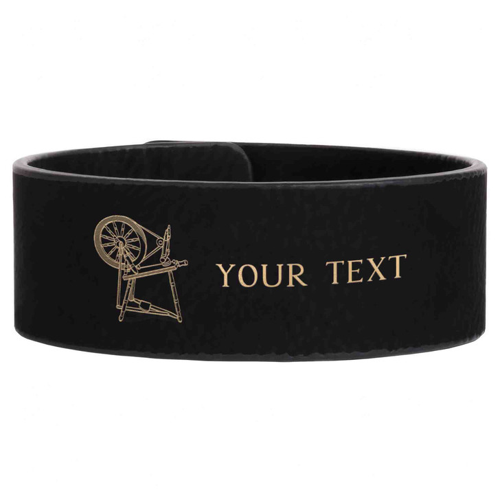 Custom Heroines of Jericho Spinning Wheel Symbol Freemason Court Gift Engraved Leatherette Cuff Wristband