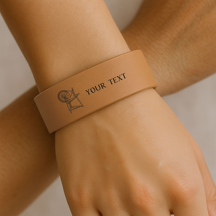 Custom Heroines of Jericho Spinning Wheel Symbol Freemason Court Gift Engraved Leatherette Cuff Wristband