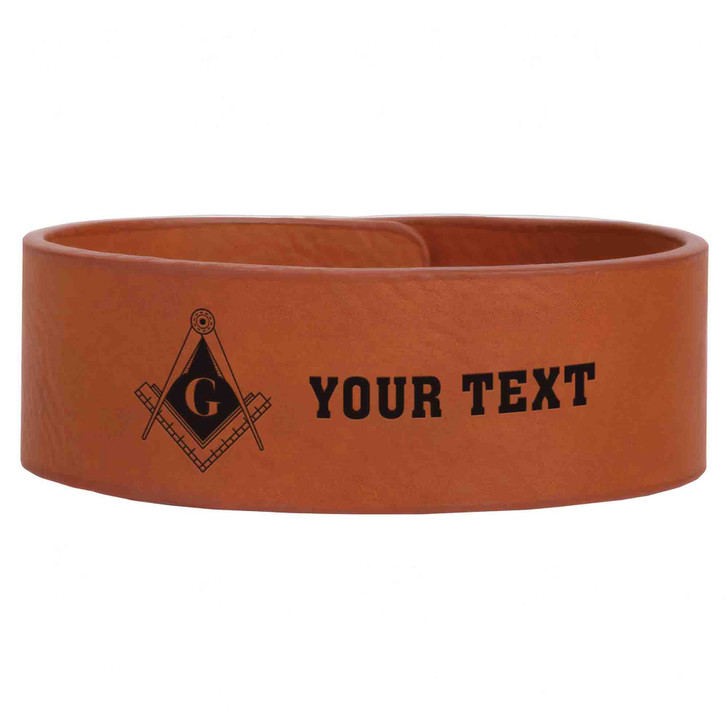 Custom Mason Symbol Masonic Measure Edges Freemason Lodge Gift Engraved Leatherette Cuff Wristband