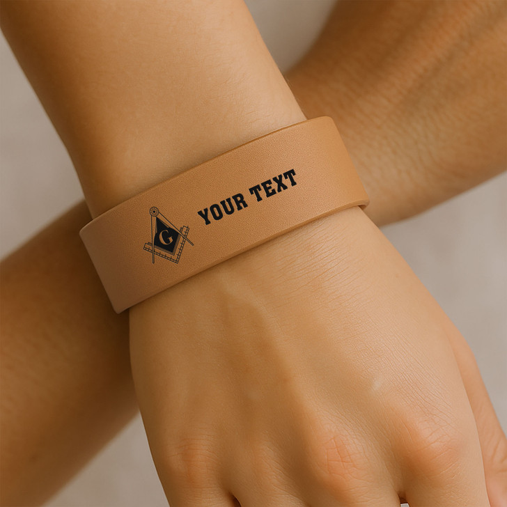 Custom Mason Symbol Masonic Measure Edges Freemason Lodge Gift Engraved Leatherette Cuff Wristband
