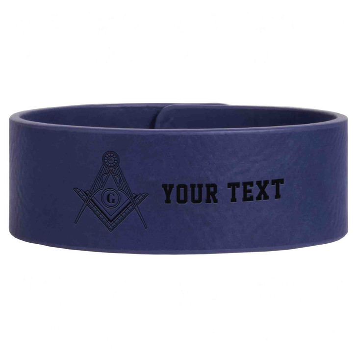 Custom Mason Symbol Masonic Sun Badge Freemason Lodge Gift Engraved Leatherette Cuff Wristband