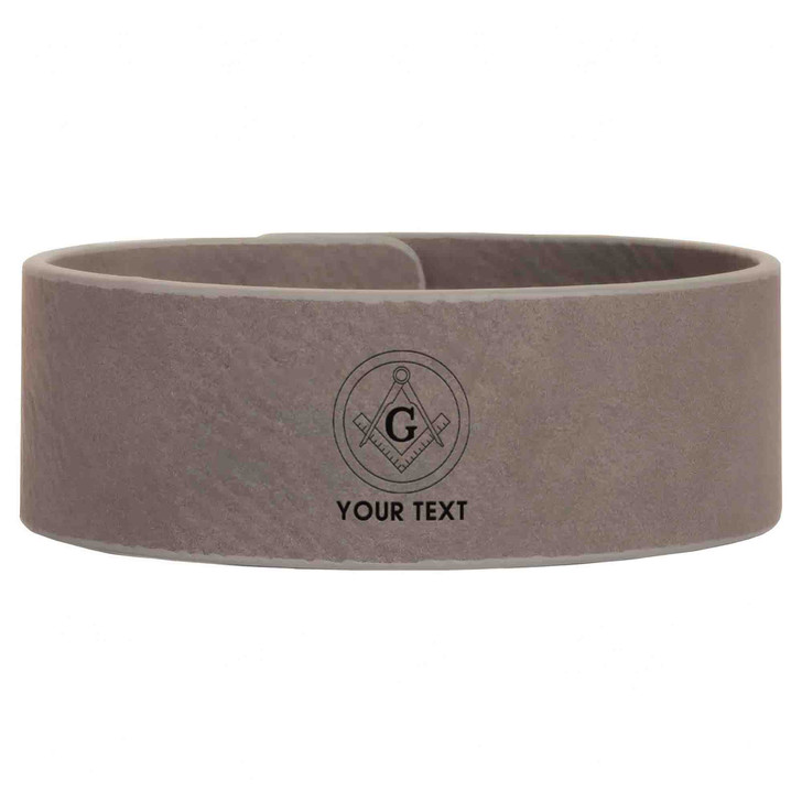Custom Mason Symbol Masonic Simple Circle Engraved Leatherette Cuff Wristband