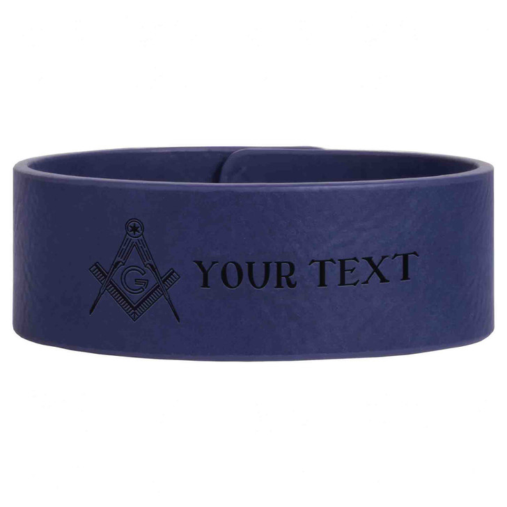 Custom Mason Symbol Masonic Hexagram Star Freemason Lodge Gift Engraved Leatherette Cuff Wristband