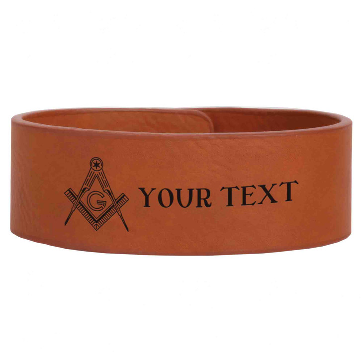 Custom Mason Symbol Masonic Hexagram Star Freemason Lodge Gift Engraved Leatherette Cuff Wristband