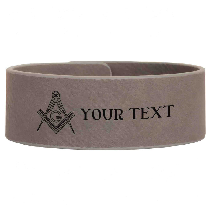 Custom Mason Symbol Masonic Hexagram Star Freemason Lodge Gift Engraved Leatherette Cuff Wristband