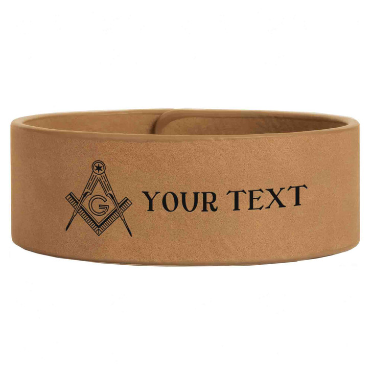 Custom Mason Symbol Masonic Hexagram Star Freemason Lodge Gift Engraved Leatherette Cuff Wristband