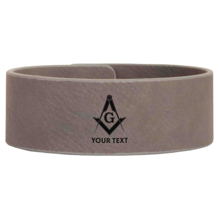 Custom Mason Symbol Masonic Outlined Pattern Freemason Lodge Gift Engraved Leatherette Cuff Wristband