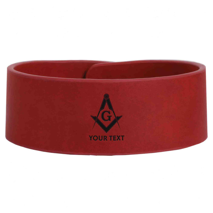 Custom Mason Symbol Masonic Outlined Pattern Freemason Lodge Gift Engraved Leatherette Cuff Wristband