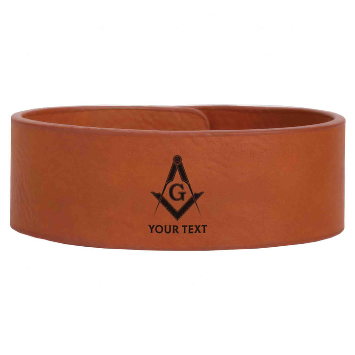 Custom Mason Symbol Masonic Outlined Pattern Freemason Lodge Gift Engraved Leatherette Cuff Wristband