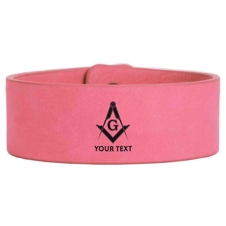 Custom Mason Symbol Masonic Outlined Pattern Freemason Lodge Gift Engraved Leatherette Cuff Wristband