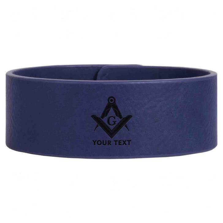 Custom Mason Symbol Masonic Thick Round Freemason Lodge Gift Engraved Leatherette Cuff Wristband