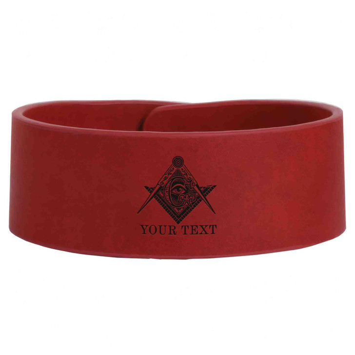 Custom Mason Symbol Masonic All Seeing Eye Freemason Lodge Gift Engraved Leatherette Cuff Wristband