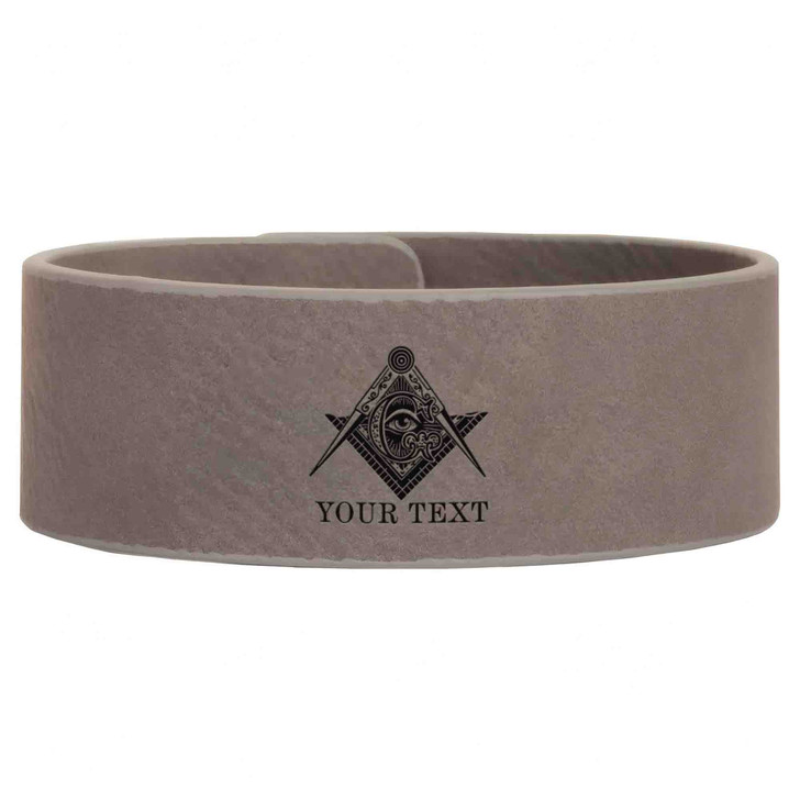 Custom Mason Symbol Masonic All Seeing Eye Freemason Lodge Gift Engraved Leatherette Cuff Wristband