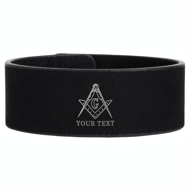 Custom Mason Symbol Masonic Sparse Freemason Lodge Gift Engraved Leatherette Cuff Wristband