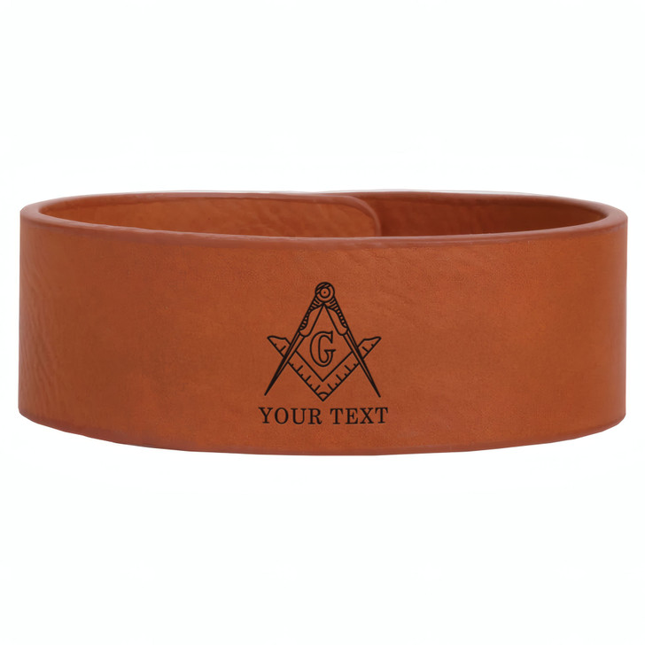 Custom Mason Symbol Masonic Sparse Freemason Lodge Gift Engraved Leatherette Cuff Wristband