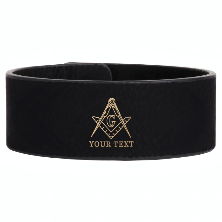Custom Mason Symbol Masonic Sparse Freemason Lodge Gift Engraved Leatherette Cuff Wristband