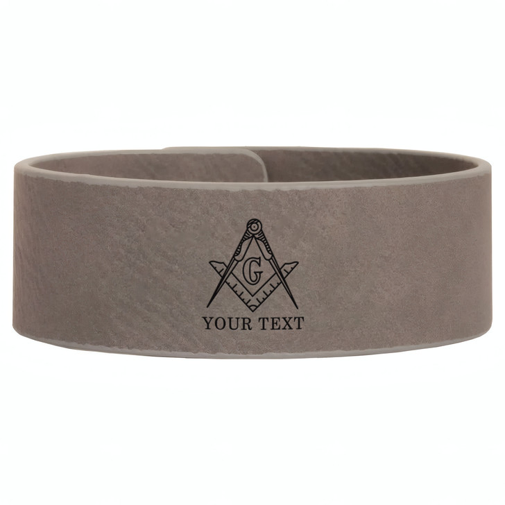 Custom Mason Symbol Masonic Sparse Freemason Lodge Gift Engraved Leatherette Cuff Wristband