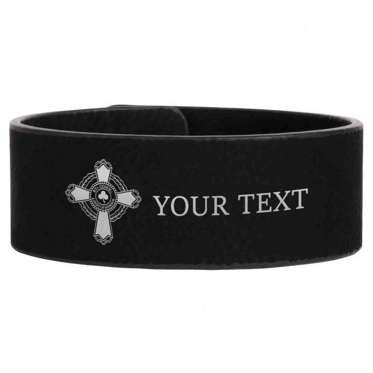 Custom Knights Templar Court of Honor Symbol Engraved Leatherette Cuff Wristband