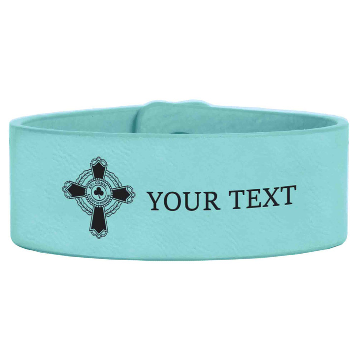 Custom Knights Templar Court of Honor Symbol Engraved Leatherette Cuff Wristband