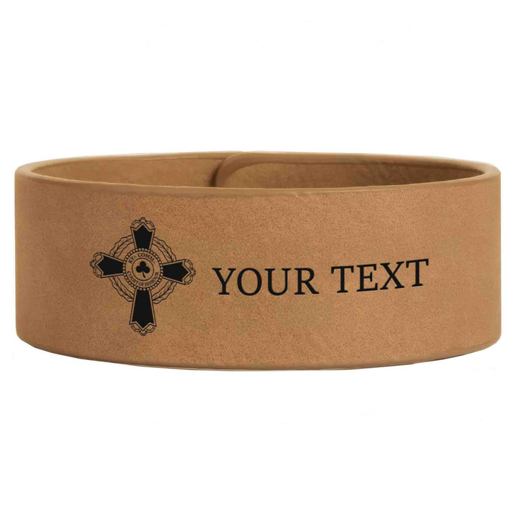 Custom Knights Templar Court of Honor Symbol Engraved Leatherette Cuff Wristband