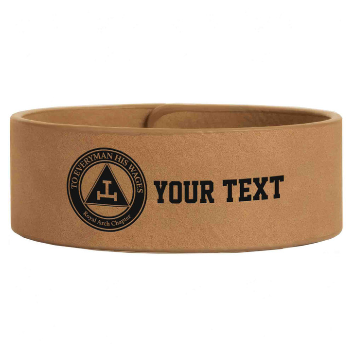 Custom Royal Arch To Every Man His Wages Engraved Leatherette Cuff Wristband