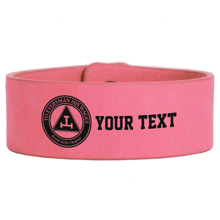 Custom Royal Arch To Every Man His Wages Engraved Leatherette Cuff Wristband