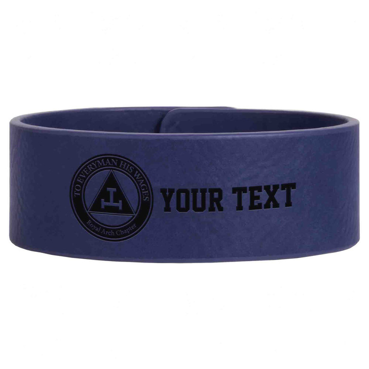 Custom Royal Arch To Every Man His Wages Engraved Leatherette Cuff Wristband