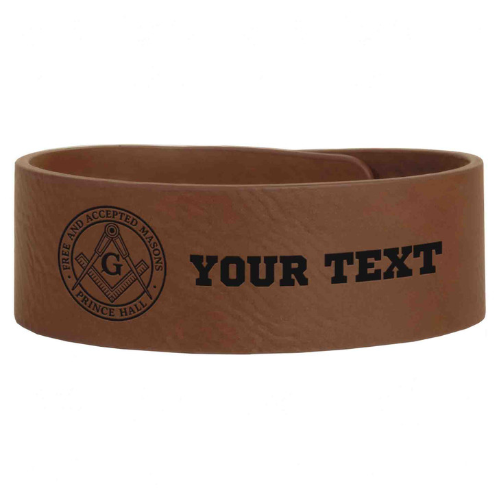 Custom Prince Hall Free And Accepted Masons Engraved Leatherette Cuff Wristband