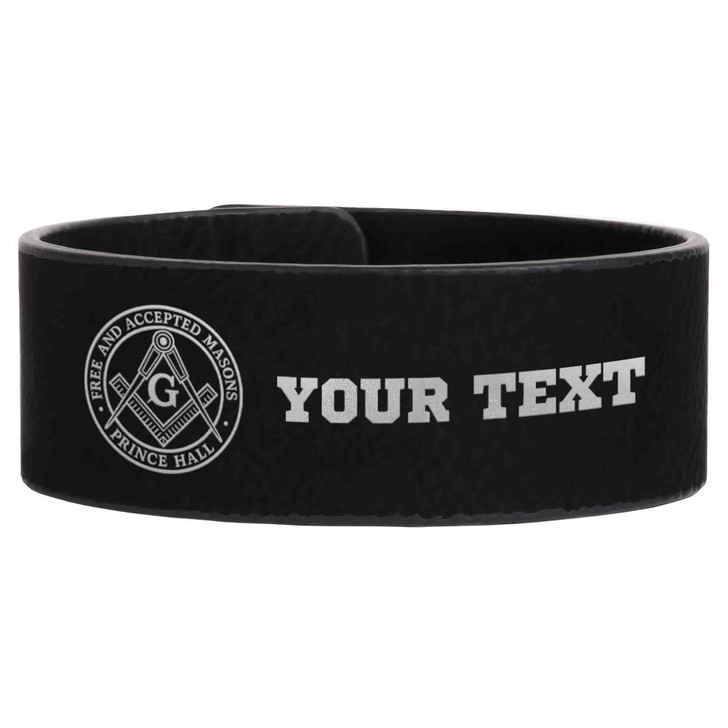 Custom Prince Hall Free And Accepted Masons Engraved Leatherette Cuff Wristband