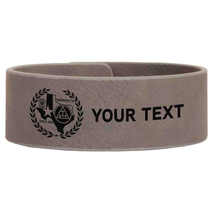 Custom MEPHGCTX Royal Arch Masons of Texas Engraved Leatherette Cuff Wristband