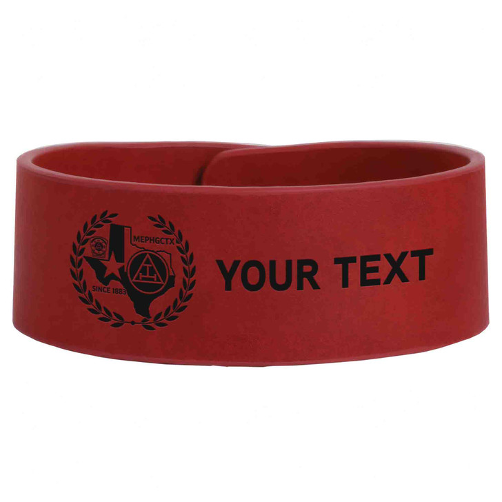 Custom MEPHGCTX Royal Arch Masons of Texas Engraved Leatherette Cuff Wristband
