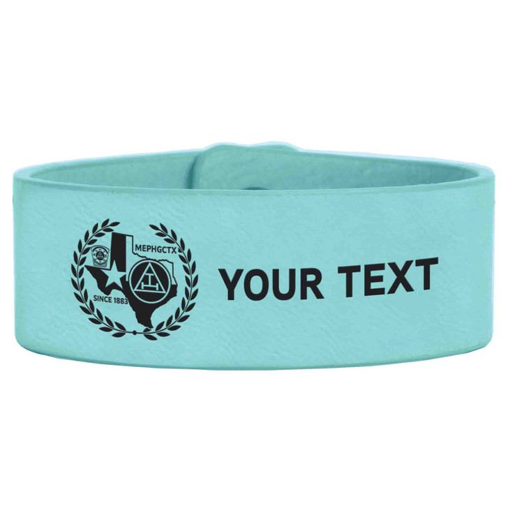 Custom MEPHGCTX Royal Arch Masons of Texas Engraved Leatherette Cuff Wristband
