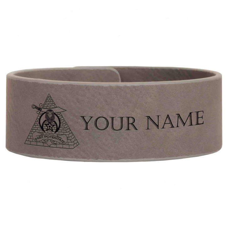 Custom Shriners Past Potentate Symbol Engraved Leatherette Cuff Wristband