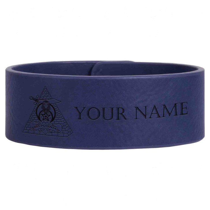 Custom Shriners Past Potentate Symbol Engraved Leatherette Cuff Wristband