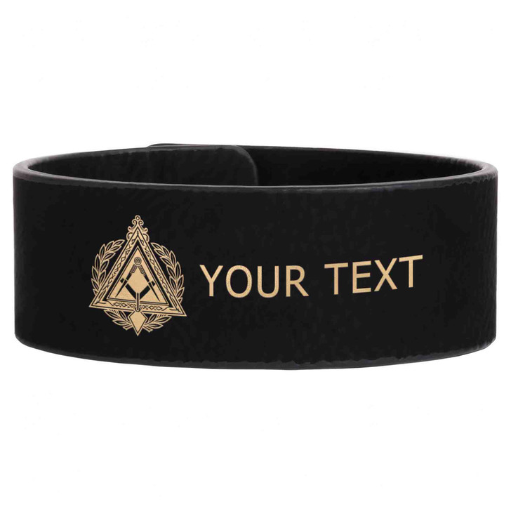 Custom Council The Cryptic Grand Illustrious Master Symbol Freemason Gift Engraved Leatherette Cuff Wristband