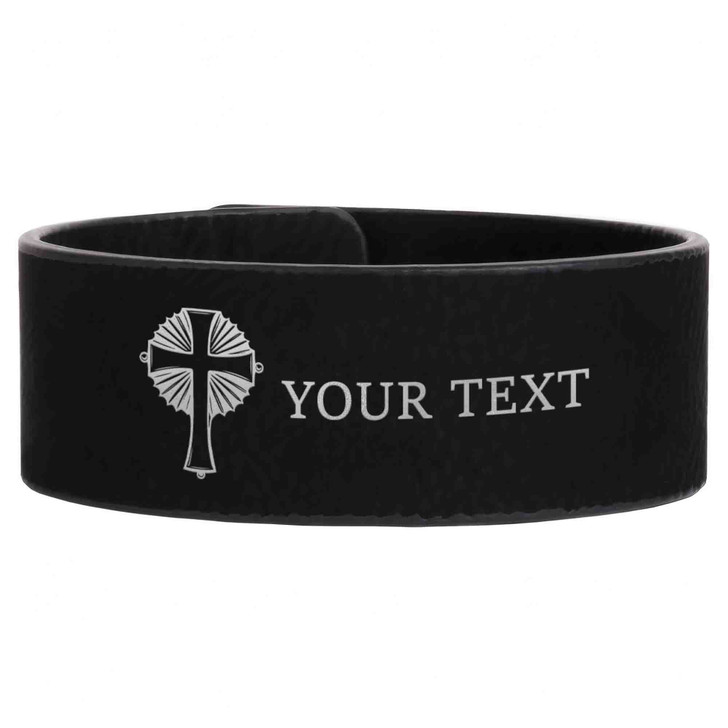 Custom Knights Templar Eminent Commander Engraved Leatherette Cuff Wristband
