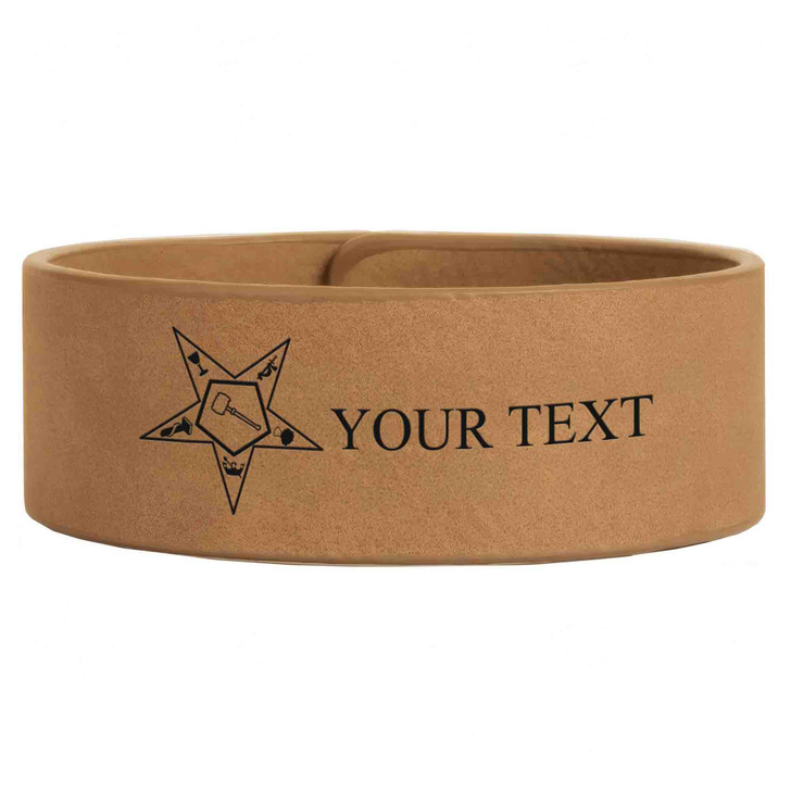 Custom OES Worthy Matron Symbol Chapter Gift Engraved Leatherette Cuff Wristband