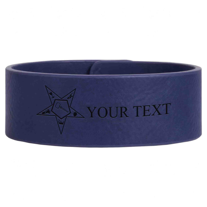 Custom OES Worthy Matron Symbol Chapter Gift Engraved Leatherette Cuff Wristband