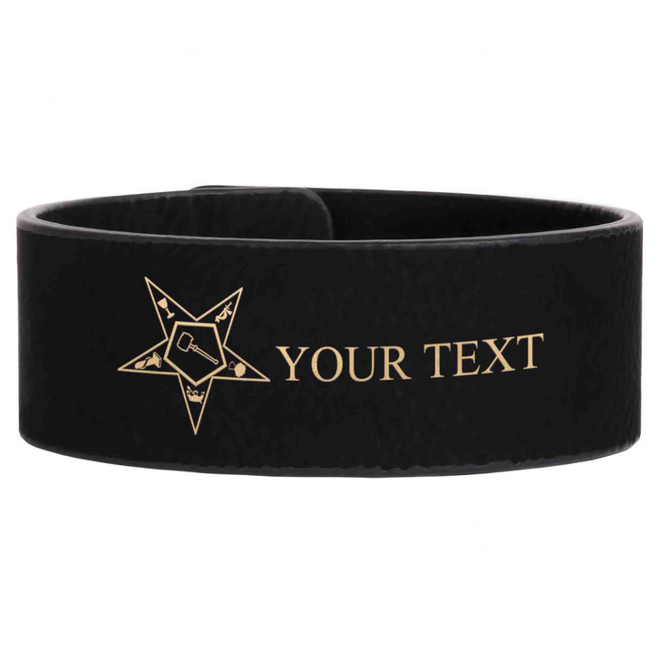Custom OES Worthy Matron Symbol Chapter Gift Engraved Leatherette Cuff Wristband