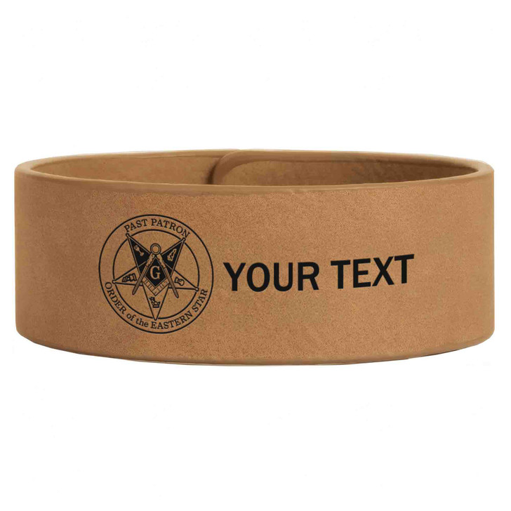 Custom OES Past Worthy Patron Symbol Chapter Gift Engraved Leatherette Cuff Wristband