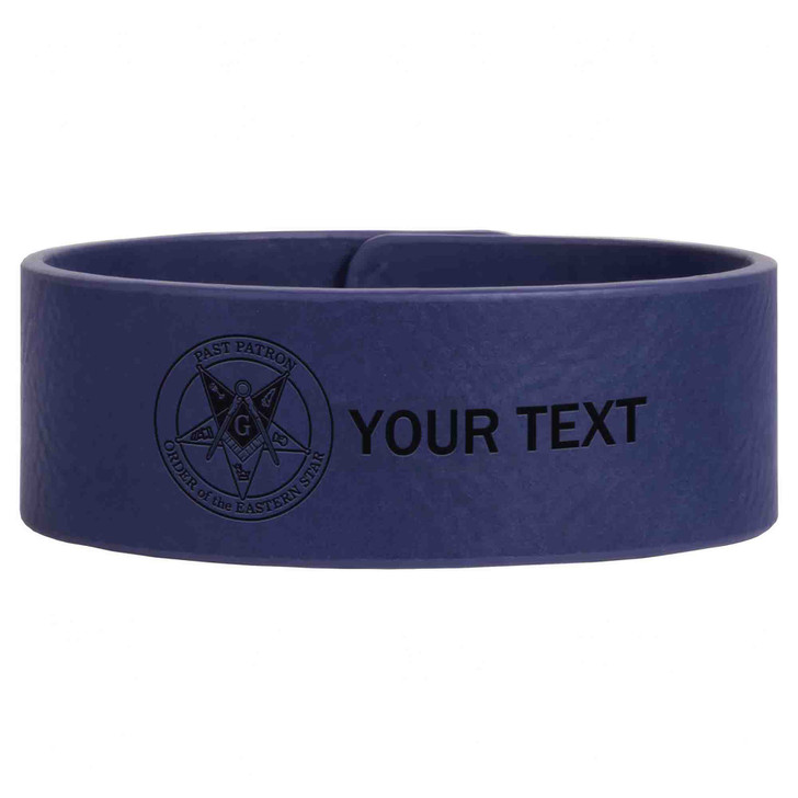 Custom OES Past Worthy Patron Symbol Chapter Gift Engraved Leatherette Cuff Wristband