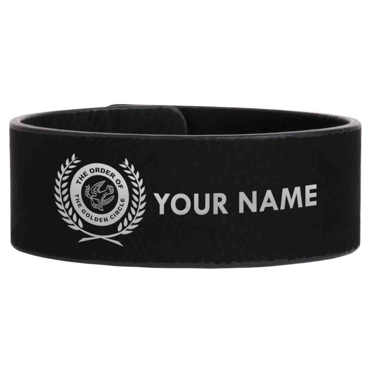 Custom Order of The Golden Circle Olive Engraved Leatherette Cuff Wristband